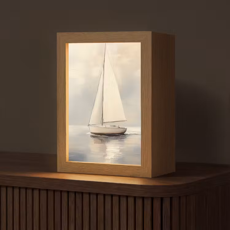 Zeilschip - Zee - Bewolkt Light Box met kabel (Tafellamp) klein -z3d_website
