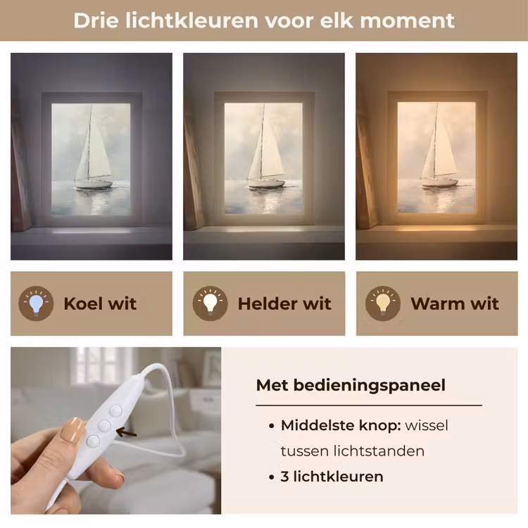 Zeilschip - Zee - Bewolkt Light Box met kabel (Tafellamp) klein -USP_lichtkleurNL