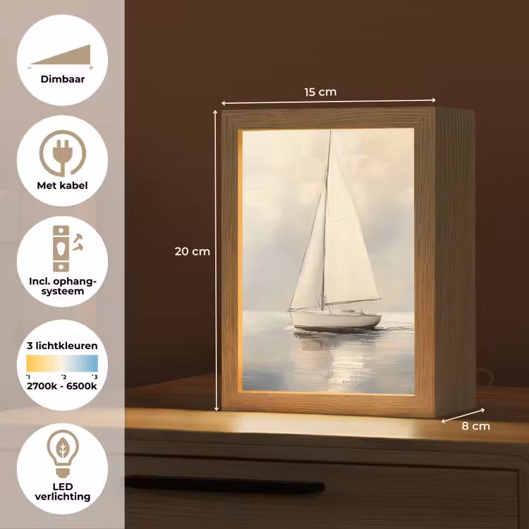 Zeilschip - Zee - Bewolkt Light Box met kabel (Tafellamp) klein -USP_NL