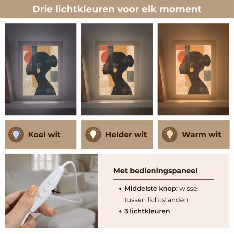 Zijaanzicht - Vrouw - Vormen Light Box met kabel (Tafellamp) klein -USP_lichtkleurNL