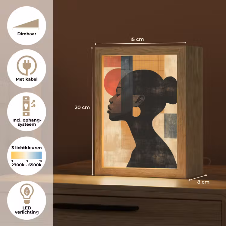 Zijaanzicht - Vrouw - Vormen Light Box met kabel (Tafellamp) klein -USP_NL