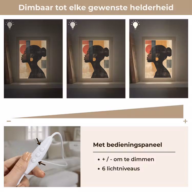 Zijaanzicht - Vrouw - Vormen Light Box met kabel (Tafellamp) klein -USP_dimbaarNL