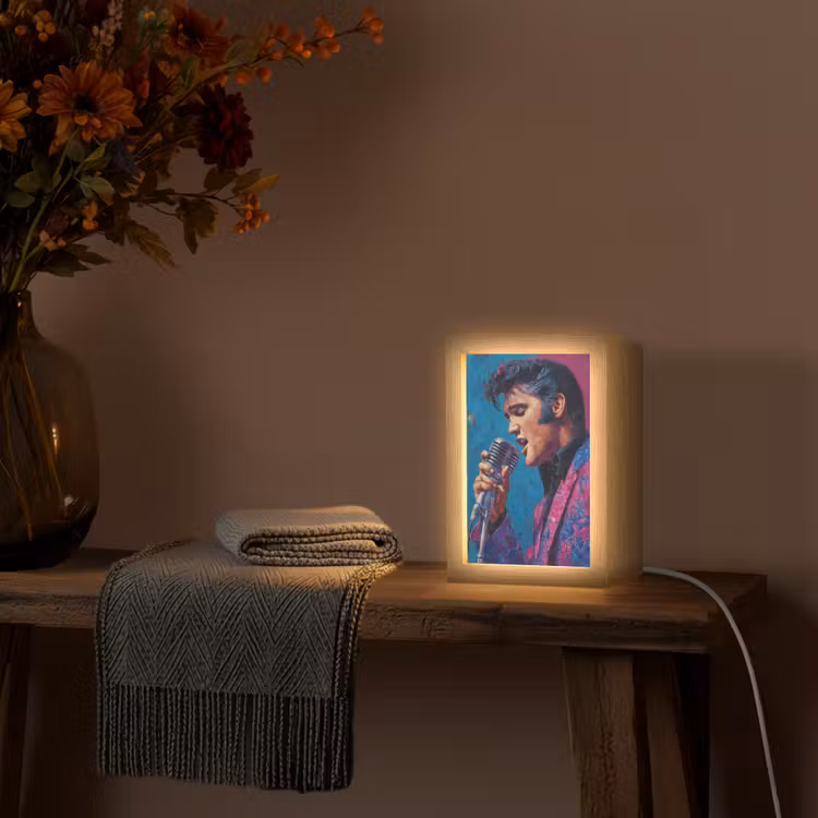 Zingende man - Glitterjas - Microfoon Light Box met kabel (Tafellamp) klein -sfeer4