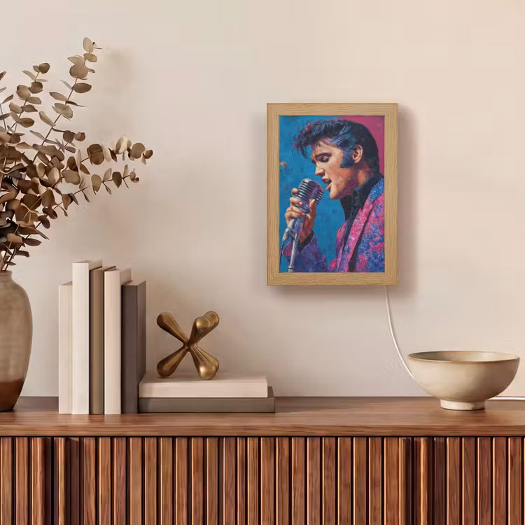 Zingende man - Glitterjas - Microfoon Light Box met kabel (Tafellamp) klein -sfeer2