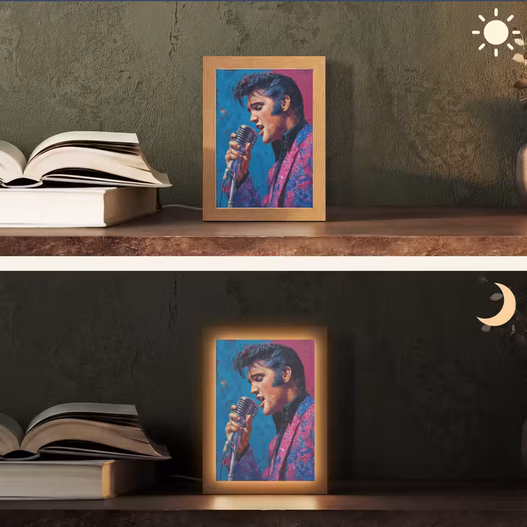 Zingende man - Glitterjas - Microfoon Light Box met kabel (Tafellamp) klein -sfeer3