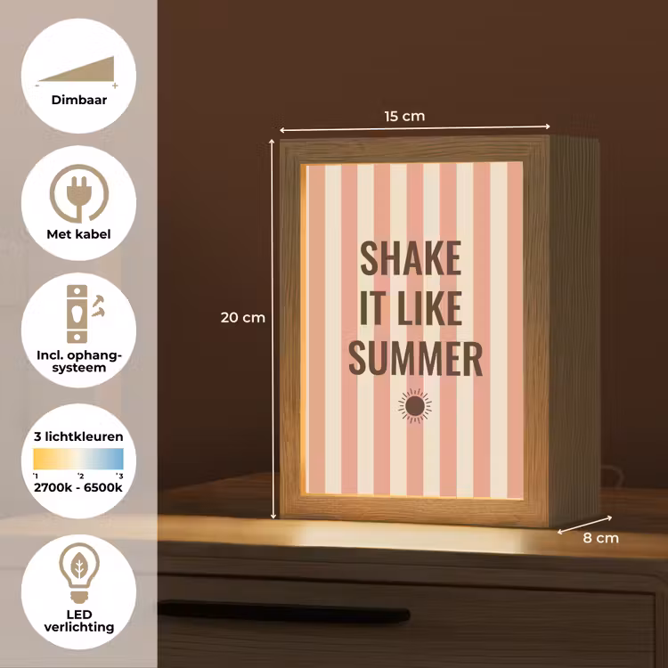 Zomer - Quote - Strepen Light Box met kabel (Tafellamp) klein -USP_NL