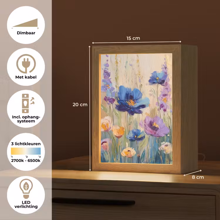 Zomers - Wilde bloemen - Penseelstreken Light Box met kabel (Tafellamp) klein -USP_NL