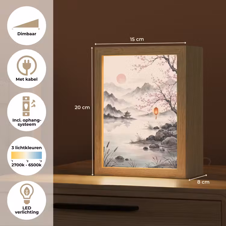 Zon - Japans - Traditioneel Light Box met kabel (Tafellamp) klein -USP_NL