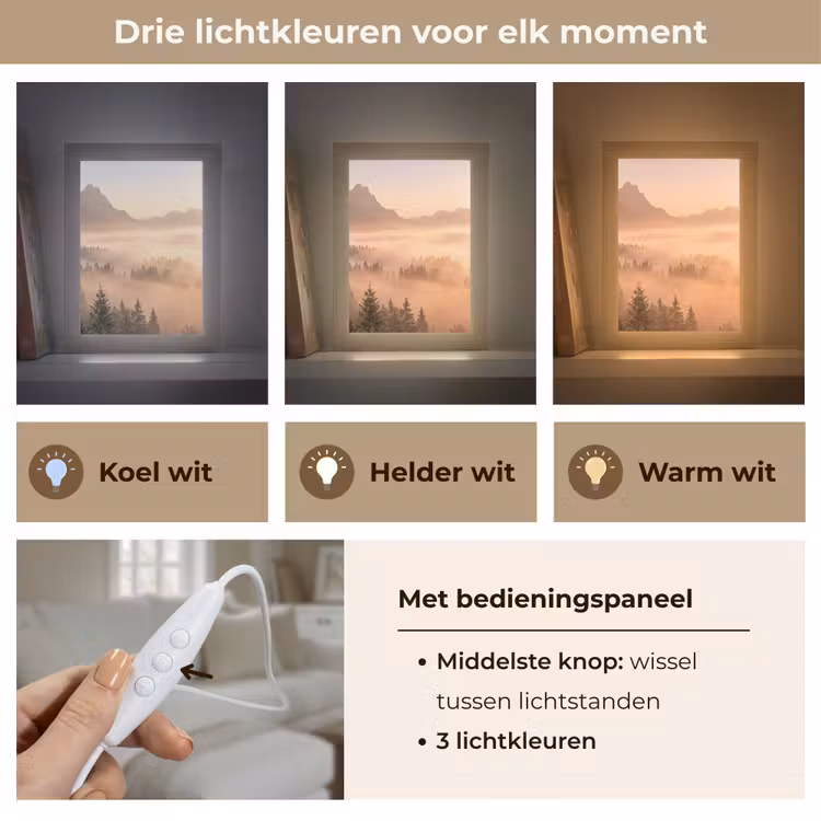 Zonlicht - Mist - Bergen - Bomen Light Box met kabel (Tafellamp) klein -USP_lichtkleurNL
