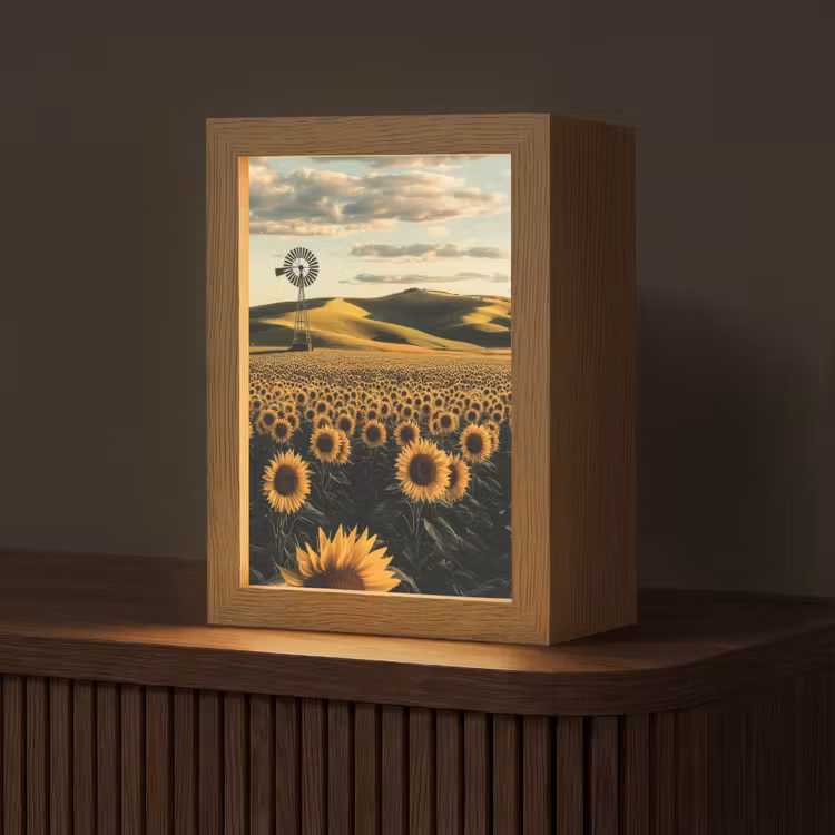 Zonnebloem - Veld - Windmolen Light Box met kabel (Tafellamp) klein -z3d_website