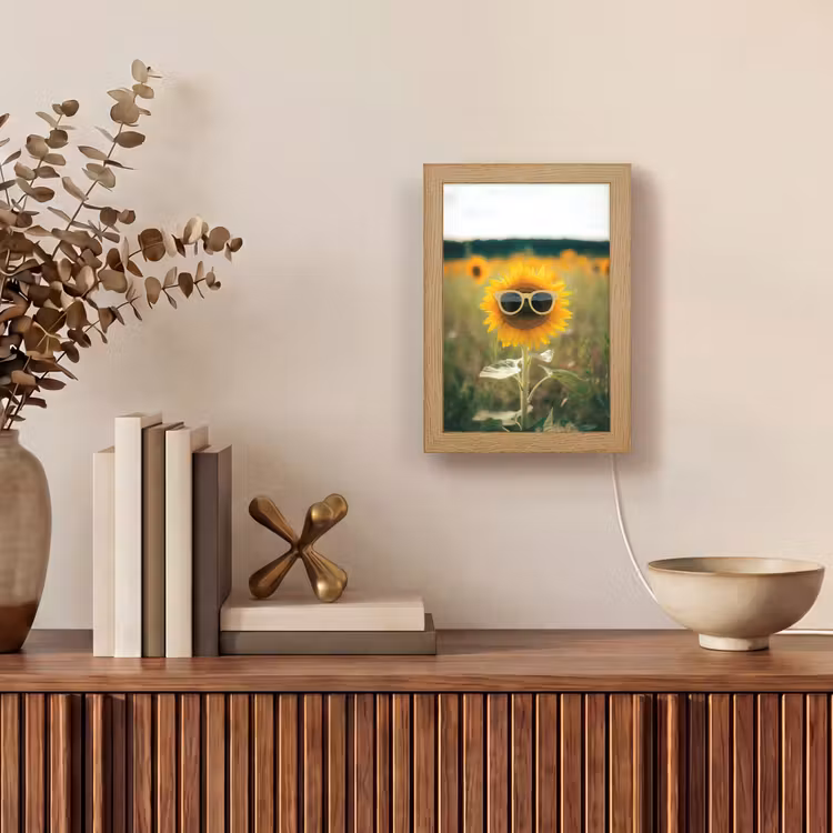 Zonnebloem - Veld - Zonnebril Light Box met kabel (Tafellamp) klein -sfeer2