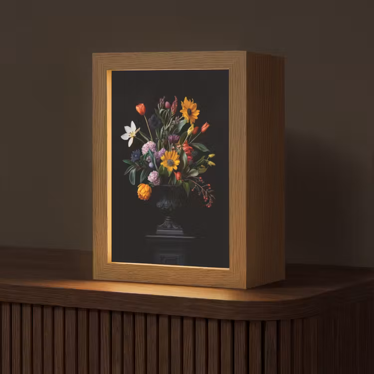 Zonnebloemen - Boeket - Kleurrijk Light Box met kabel (Tafellamp) klein -z3d_website
