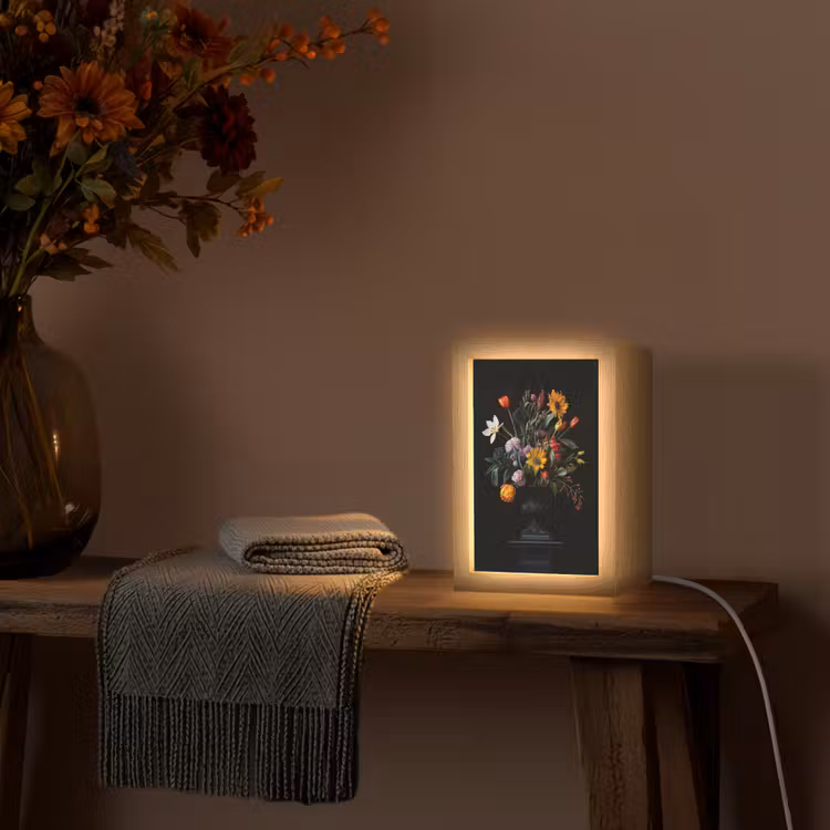 Zonnebloemen - Boeket - Kleurrijk Light Box met kabel (Tafellamp) klein -sfeer4