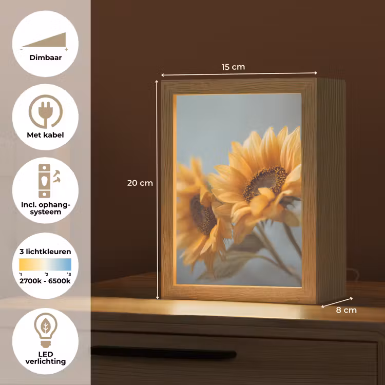 Zonnebloemen - Geel - Wazig Light Box met kabel (Tafellamp) klein -USP_NL