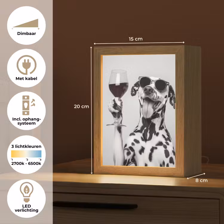 Zonnebril - Dalmatiër - Wijnglas - Tong Light Box met kabel (Tafellamp) klein -USP_NL