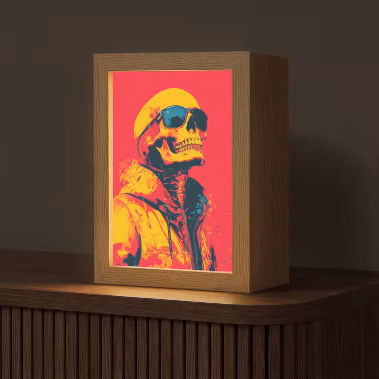 Zonnebril - Schedel - Jas - Rood Light Box met kabel (Tafellamp) klein -z3d_website