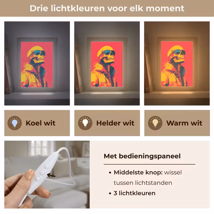 Zonnebril - Schedel - Jas - Rood Light Box met kabel (Tafellamp) klein -USP_lichtkleurNL
