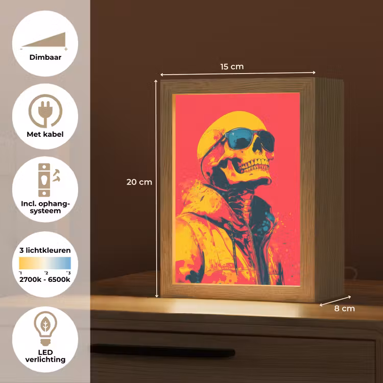 Zonnebril - Schedel - Jas - Rood Light Box met kabel (Tafellamp) klein -USP_NL