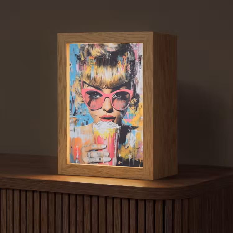 Zonnebril - Vrouw - Kleurrijk - Verfspetters Light Box met kabel (Tafellamp) klein -z3d_website