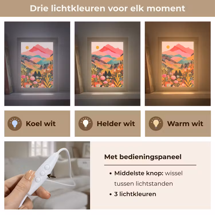 Zonsondergang - Bergvallei - Contrast Light Box met kabel (Tafellamp) klein -USP_lichtkleurNL