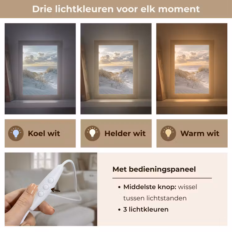 Zonsondergang - Duinen - Planten - Natuur - Strand Light Box met kabel (Tafellamp) klein -USP_lichtkleurNL
