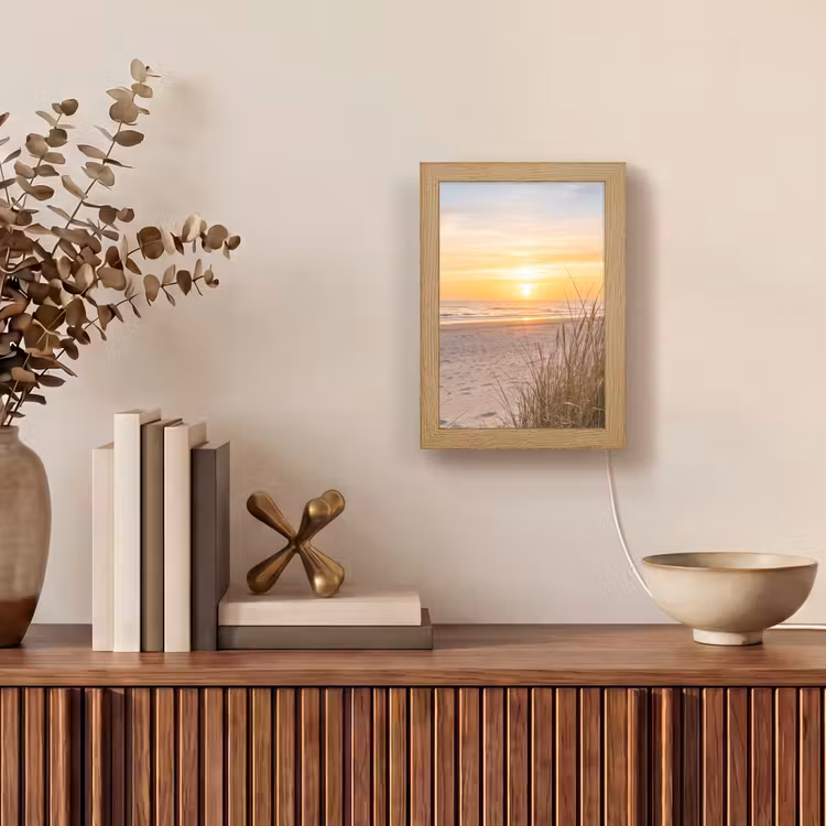 Zonsondergang - Duinen - Zee Light Box met kabel (Tafellamp) klein -sfeer2