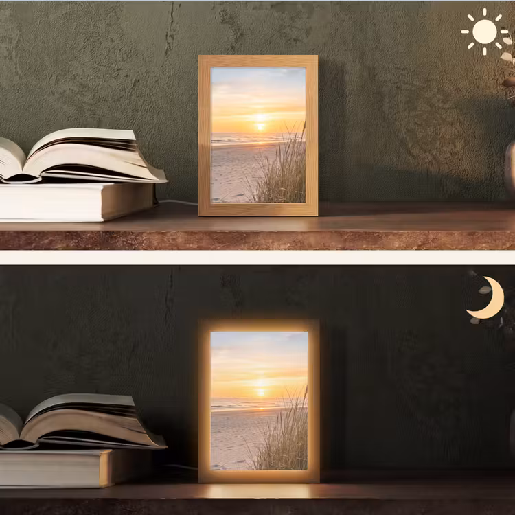 Zonsondergang - Duinen - Zee Light Box met kabel (Tafellamp) klein -sfeer3