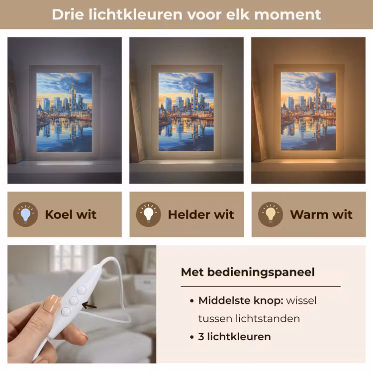 Zonsondergang Frankfurt - Stad - Skyline - Water Light Box met kabel (Tafellamp) klein -USP_lichtkleurNL