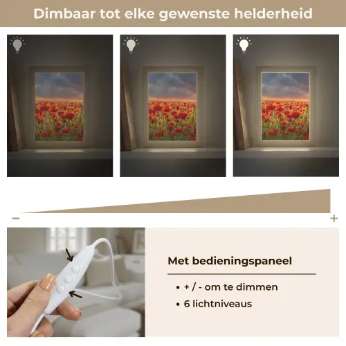 Zonsondergang - Klaprozen - Rood - Bloemen - Veld - Natuur Light Box met kabel (Tafellamp) klein -USP_dimbaarNL