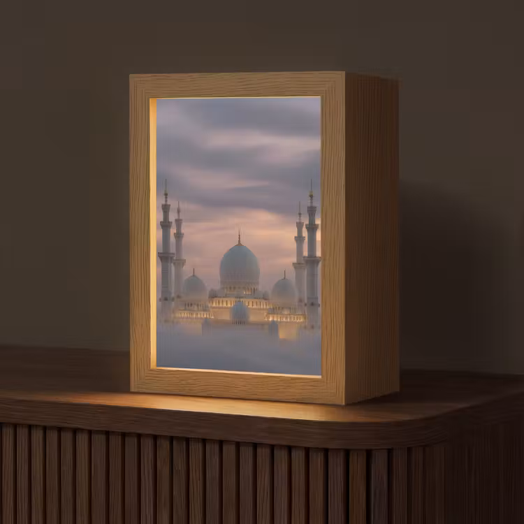 Zonsondergang - Moskee - Wolken - Islamitisch Light Box met kabel (Tafellamp) klein -z3d_website