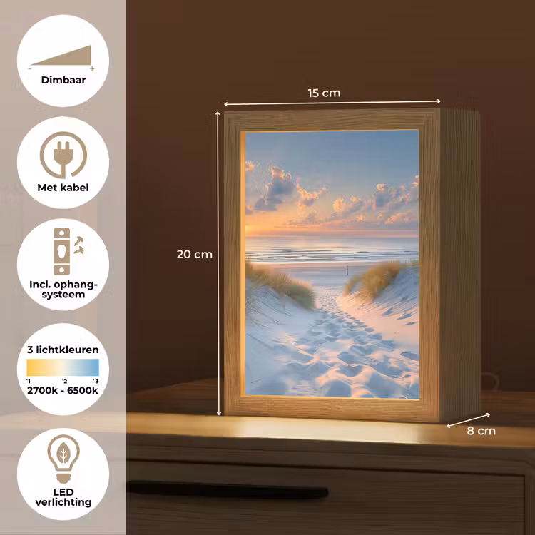 Zonsondergang - Strand - Natuur - Zee - Zomer Light Box met kabel (Tafellamp) klein -USP_NL