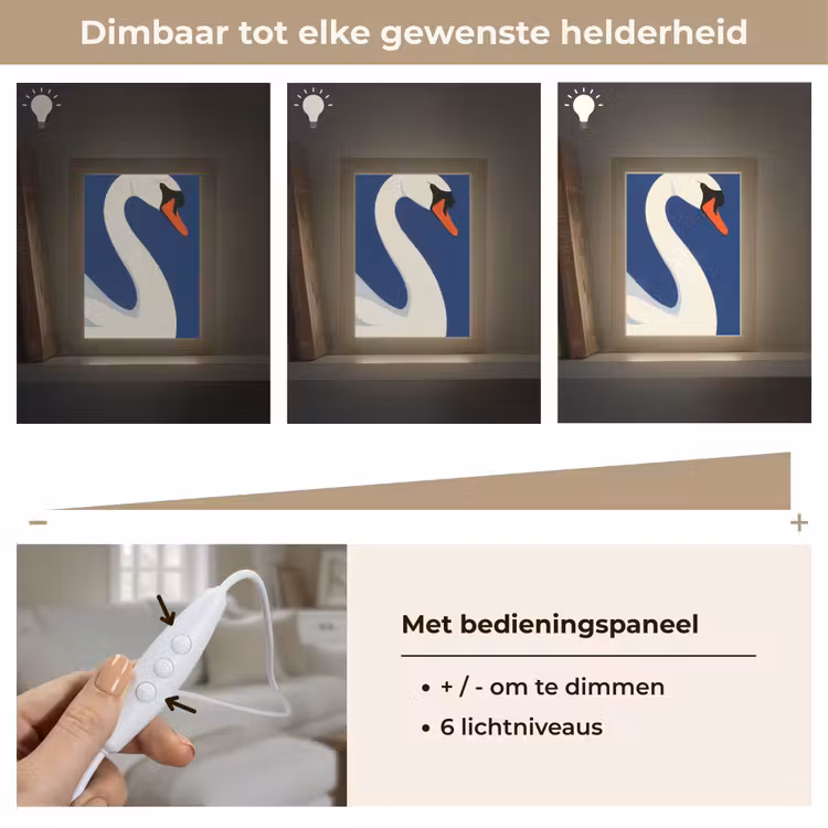 Zwaan - Wit - Snavel - Illustratie Light Box met kabel (Tafellamp) klein -USP_dimbaarNL