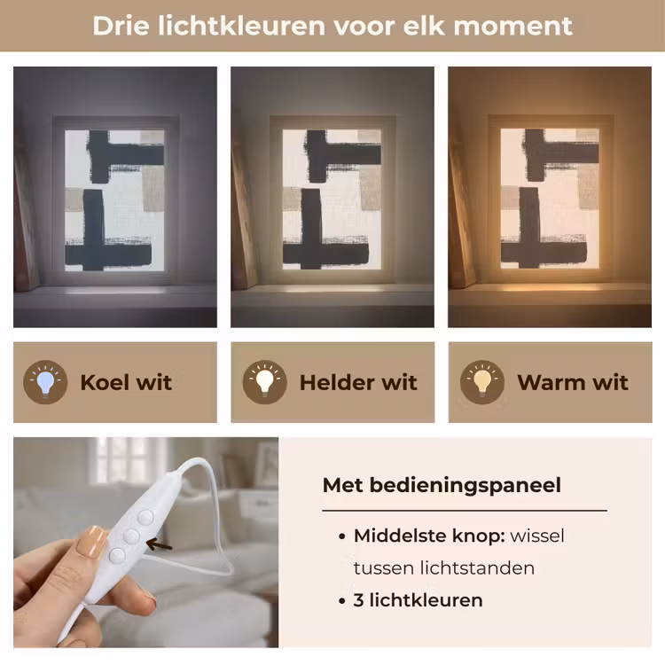 Zwart - Abstract - Japandi Light Box met kabel (Tafellamp) klein -USP_lichtkleurNL