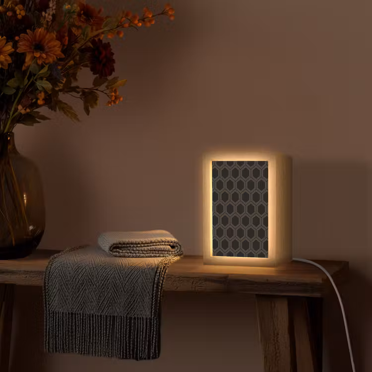 Zwart - Goud - Zeshoek Light Box met kabel (Tafellamp) klein 925 -sfeer4