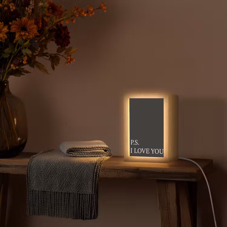 Zwart - Minimalistisch - Valentijn Light Box met kabel (Tafellamp) klein -sfeer4