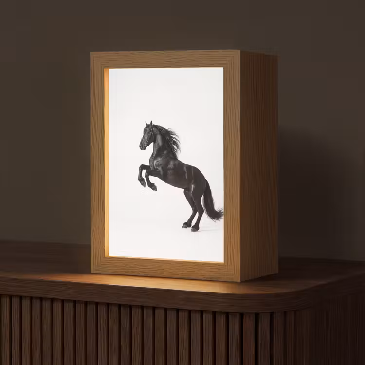 Zwart - Paard - Portret Light Box met kabel (Tafellamp) klein -z3d_website