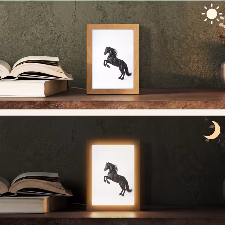Zwart - Paard - Portret Light Box met kabel (Tafellamp) klein -sfeer3