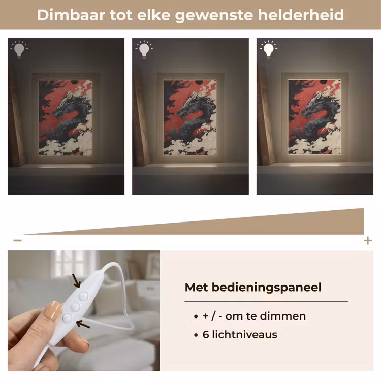 Zwarte draak - Rookwolken - Rood Light Box met kabel (Tafellamp) klein -USP_dimbaarNL