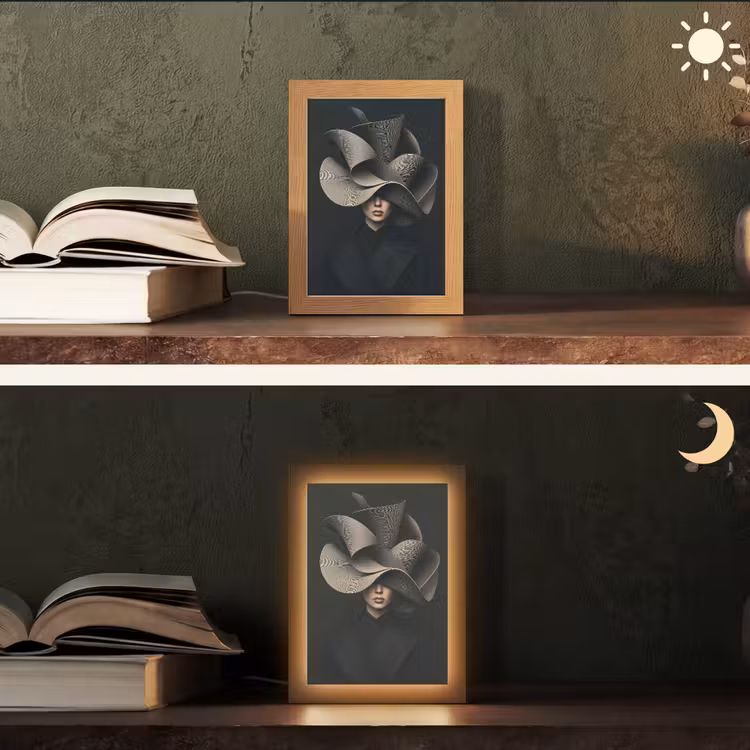 Zwarte - Hoed - Vrouw Light Box met kabel (Tafellamp) klein -sfeer3
