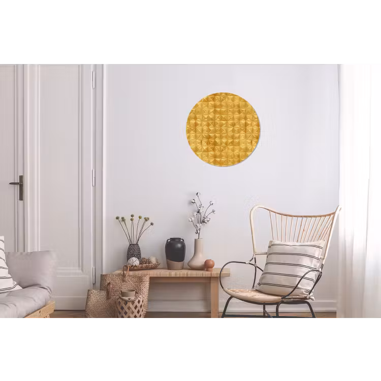 Tegels - Geometrisch - Reliëf - Goud Wandcirkel aluminium klein 190 -woonkamer