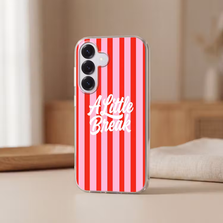 A Little Break - Strepen - Rood - Roze Telefoonhoesje Samsung Galaxy S26 klein -sfeer2