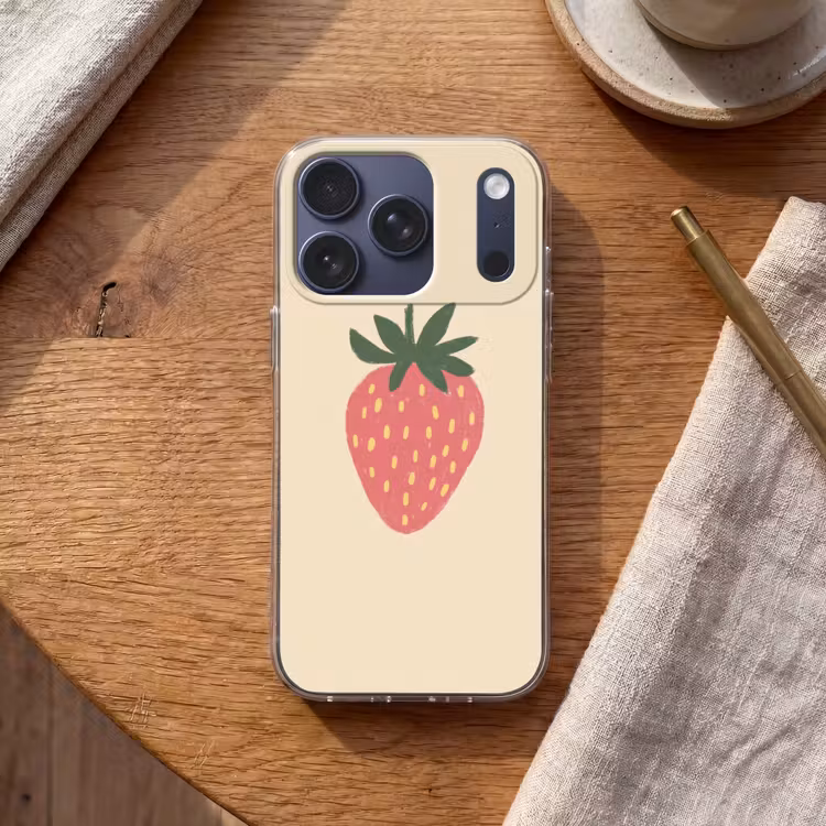 Aardbei - Minimalistisch - Rood - Fruit Telefoonhoesje iPhone 17 Pro klein -sfeer1
