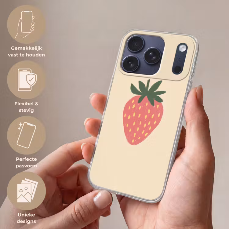 Aardbei - Minimalistisch - Rood - Fruit Telefoonhoesje iPhone 17 Pro klein -sfeer3_NL