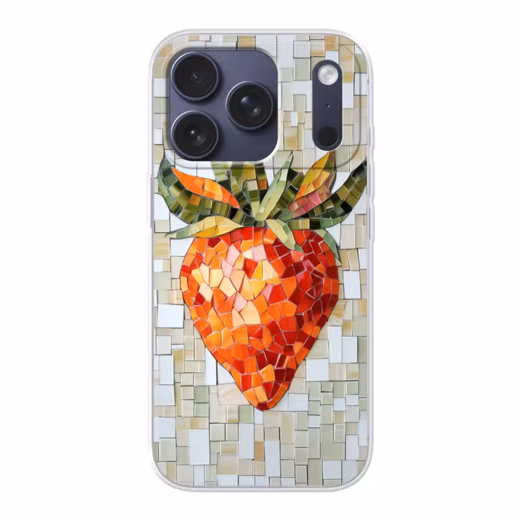 Aardbei - Rood - Mozaïek - Fruit Telefoonhoesje iPhone 17 Pro klein -3d
