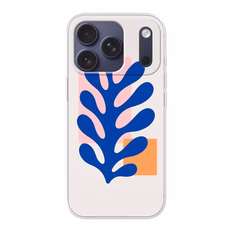 Abstract - Blad - Blauw - Rechthoeken Telefoonhoesje iPhone 17 Pro klein -3d