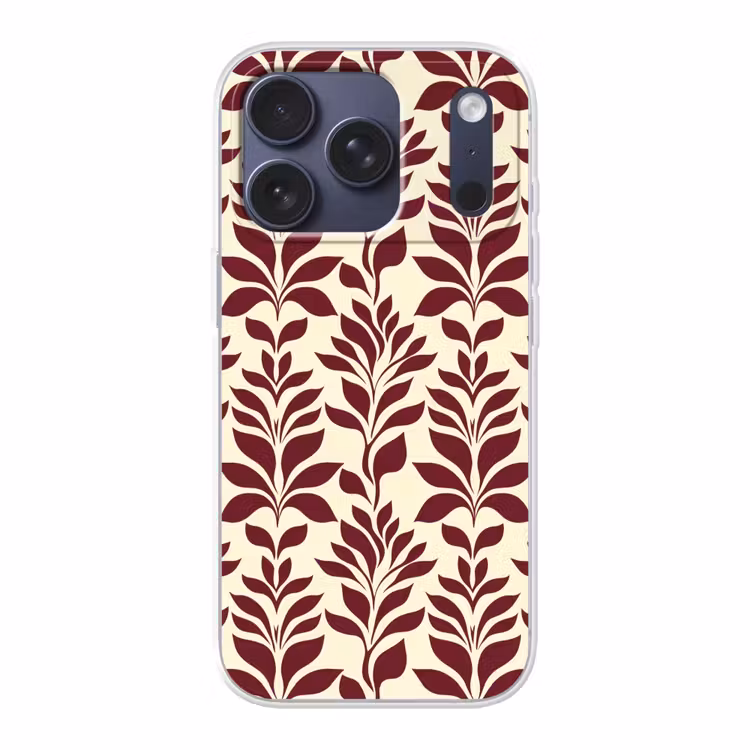 Abstract - Bladeren - Burgundy Telefoonhoesje iPhone 17 Pro klein 878 -3d