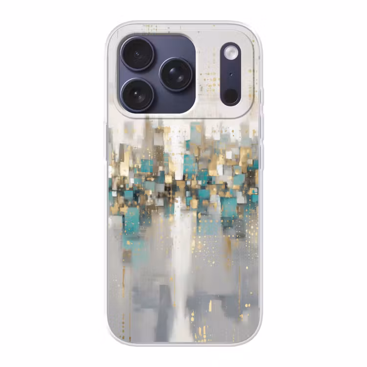 Abstract - Blokken - Goud - Skyline Telefoonhoesje iPhone 17 Pro klein -3d