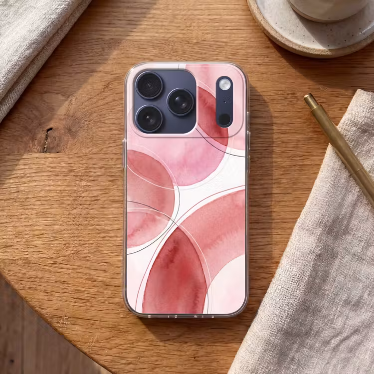 Abstract - Cirkels - Modern - Roze - Kunst Telefoonhoesje iPhone 17 Pro klein -sfeer1