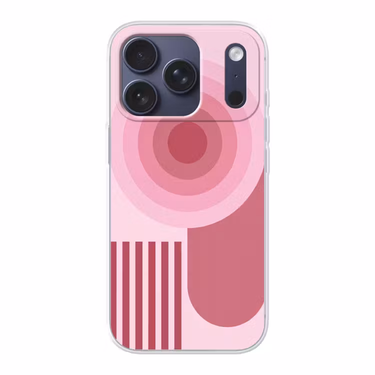 Abstract - Cirkels - Strepen - Modern - Roze Telefoonhoesje iPhone 17 Pro klein -3d