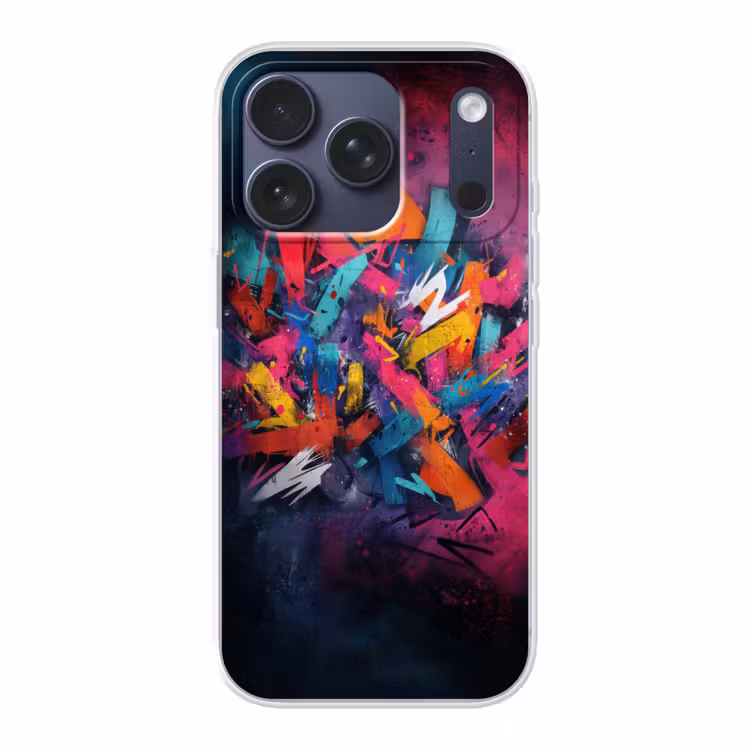 Abstract - Explosie - Neonkleuren Telefoonhoesje iPhone 17 Pro klein -3d